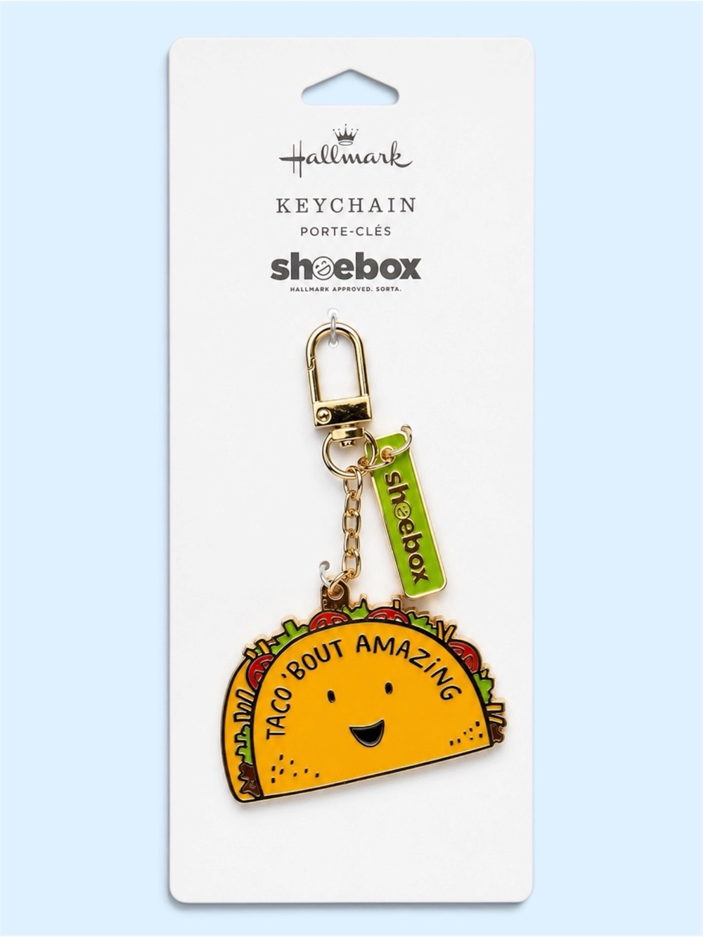 Hallmark Yellow Taco Keychain with Green Shoebox Tag